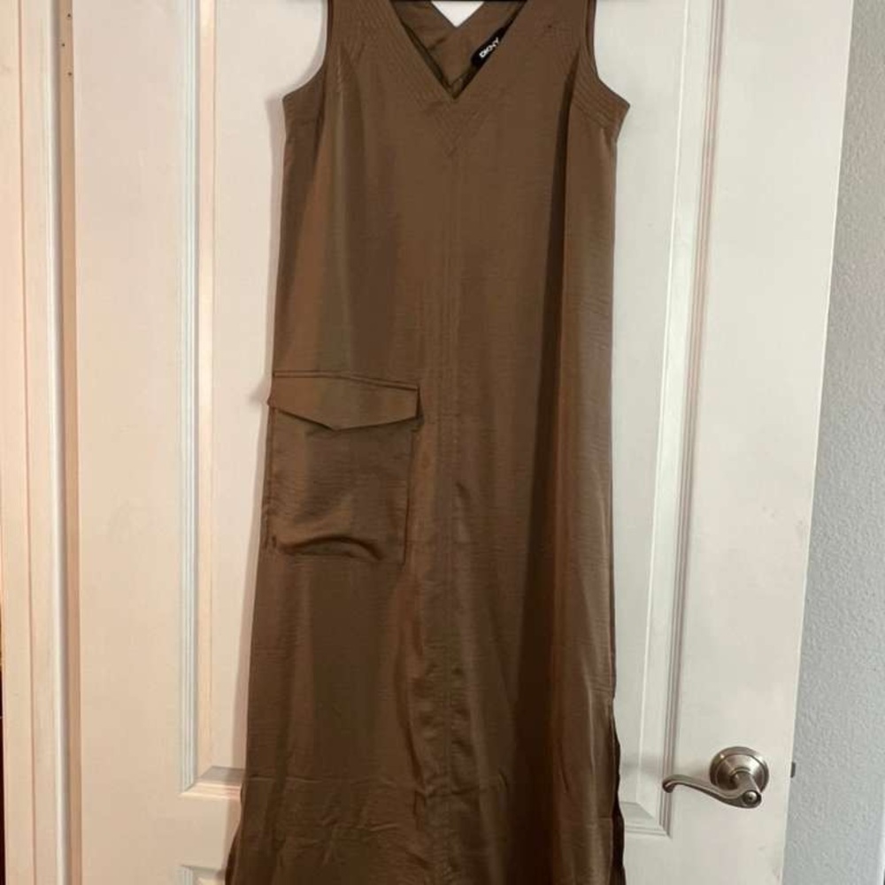 DKNY Sleeveless Tan Maxi Dress